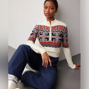 Perfect Moment Women's Nordic Pattern Sweater - Cream, Red, and Blue Sz L.